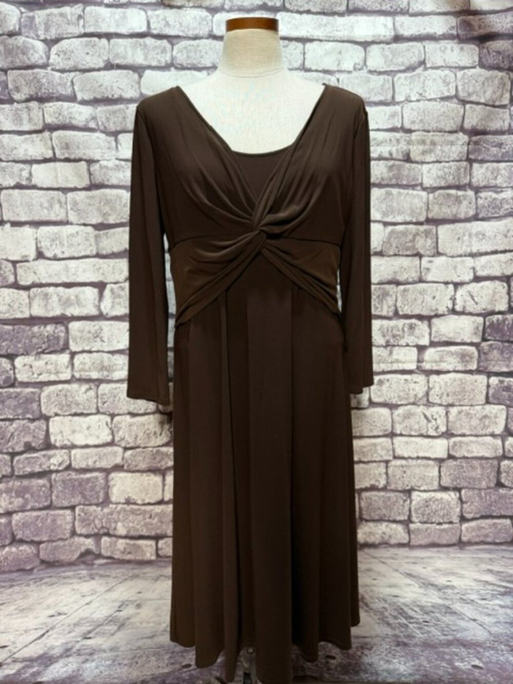 Chaps Brown Scoop Neck Dress Size XL